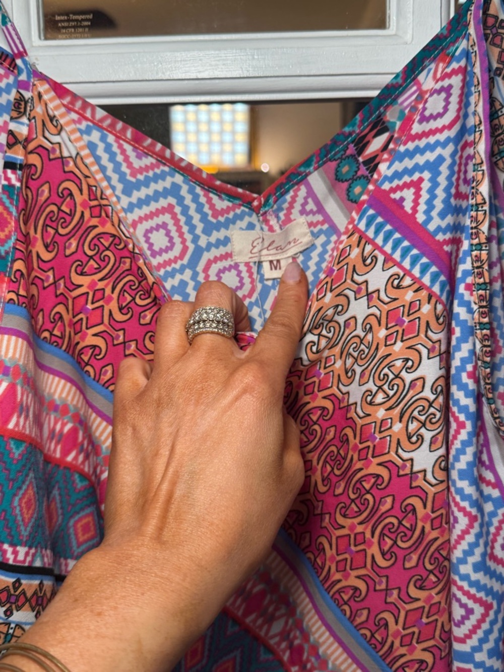 🌸💜 Elan Multicolor Geometric & Paisley Slip Dress cover up sundress patterned 💜🌸 - Picture 4 of 5